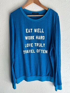 Wildfox Eat Well Work Hard Love Truly Travel Often pullover Indie Sleaze medium